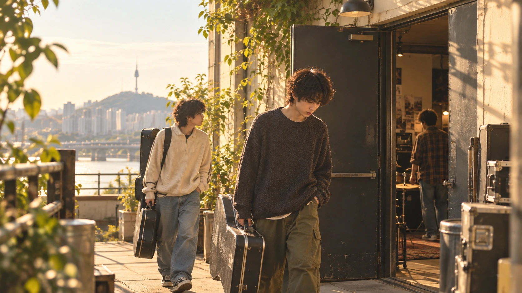 공연 또는 연습을 마친 뒤 이동하는 SUNROOM CLUB 멤버들