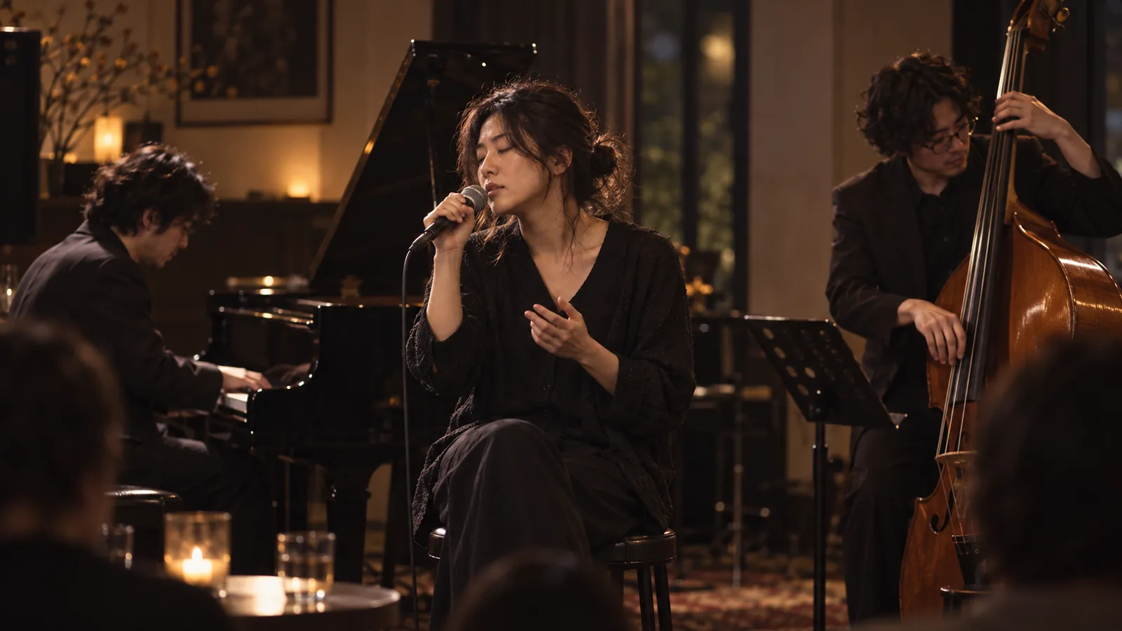 Live performance scene featuring YUNA VALE with band.